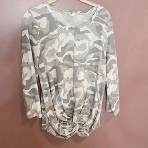 White and Gray Camo Sleeved Shirt
